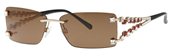 Caviar 5582 16 Gold Clear &amp; Topaz Stones/Brown sunglasses