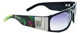 Christian Audigier CAS407 Rose Scull Black With Grey Polarized Lens sunglasses
