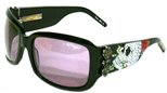 Ed Hardy Ehs 001 Skull &amp; Roses With Swarovski Crystals Black Grey Black sunglasses