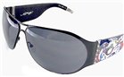 Ed Hardy Ehs 011 Battle With Leather &amp; Denim Temples Black Grey Black sunglasses