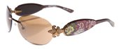 Ed Hardy Ehs 014 Three Old School Roses With Swarowsky Crystal Black Cocoa Brown Cocoa sunglasses