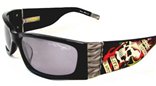 Ed Hardy Ehs 015 Death IS Certain With Leather Temples Black Grey Black sunglasses