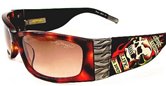 Ed Hardy Ehs 015 Death IS Certain With Leather Temples Tortoise Brown Tortoise sunglasses