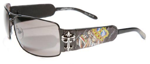 Ed Hardy Ehs 017 King OF Beasts Dog With Swarovski Crystals Black Grey Black sunglasses