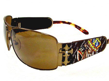 Ed Hardy Ehs 017 King OF Beasts Dog With Swarovski Crystals Cocoa Brown Cocoa sunglasses