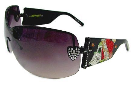 Ed Hardy Ehs 023 Zeke With Swarovski Crystals Black Grey Black  sunglasses