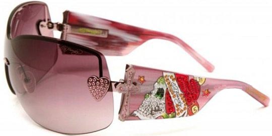Ed Hardy Ehs 023 Zeke With Swarovski Crystals Pink Sapphire With Pink Gradient Lens sunglasses