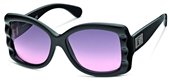 John Galliano JG0025 01B Black, Antique Silver Trim, Rose Gradient Dark Grey Lenses sunglasses