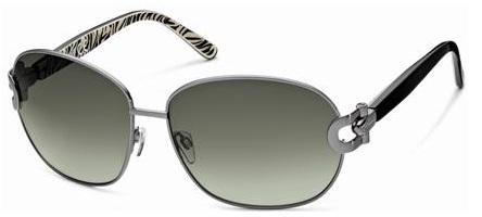 Just Cavalli JC273S 08P Shiny Gunmetal, Black/White Cream/Zebra Effect/Crystal Temples, Gradient Olive Green Lenses sunglasses