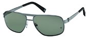 Mont Blanc MB323S 12R Satin Dark Ruthenium, Black Rubber Effect Temple Tips, Green Polarized Lenses sunglasses