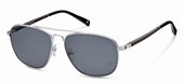 Mont Blanc MB326S 16A Shiny Palladium, Ebony Wood, Shiny Black Temple Tips, Blue Dark Grey Lenses sunglasses