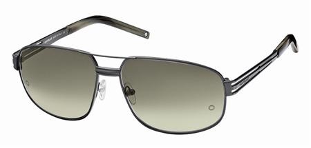 Mont Blanc MB331S 08P Gunmetal, Dark Havana / Shiny Green Horn Temple Tips, Gradient Green Lenses sunglasses