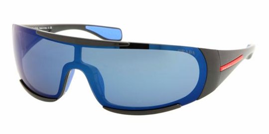 Prada Sport PS 03MS 1AB9P1 Black Blue Mirror sunglasses