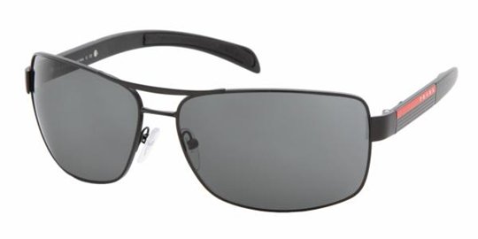 Prada Sport PS 54IS 1BO1A1 Matte Black/Black Rubber Gray sunglasses