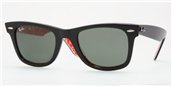 Ray Ban RB2140 1016 Black on Text.red Gl White Crystal Green sunglasses