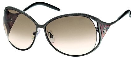 Roberto Cavalli RC574S Fresia 08F Gunmetal, Transparent Leopardeffect Insert, Black Temple Tips, Gradient Brown Lenses sunglasses
