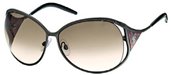 Roberto Cavalli RC574S Fresia 08F Gunmetal, Transparent Leopardeffect Insert, Black Temple Tips, Gradient Brown Lenses sunglasses