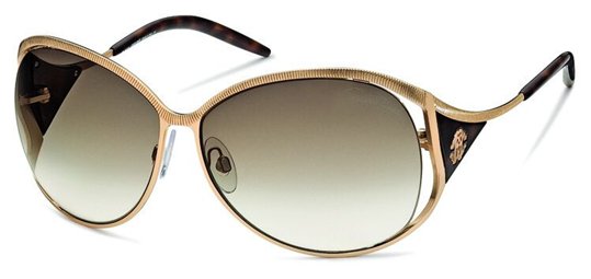 Roberto Cavalli RC574S Fresia 28P Rose Gold, Havana, Gradient Green Lenses sunglasses