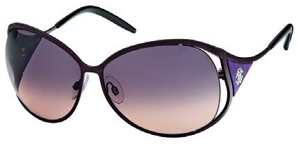 Roberto Cavalli RC574S Fresia 81B Violet, Transparent Animalier Violetinsert, Transparent Violet Temple Tips, Gradient Beige Grey sunglasses