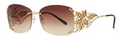 Caviar 6853 021 Gold w/Clear Crystal Stones w/Gold/Brown Accents w/Brown Lens sunglasses