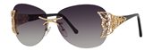 Caviar 6854 021 Gold/Black w/Clear Crystal Stones w/Grey Lens sunglasses