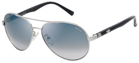 Police S8640M Silver Black Gray Gradient Lens 579B Sunglasses