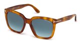 Tom Ford FT0502 AMARRA AMARRA 53W blonde havana / gradient blue sunglasses