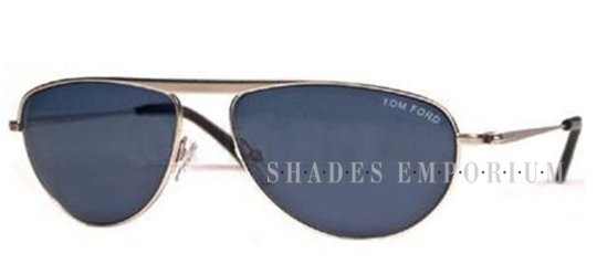 Tom Ford TF0108 JAMES BOND 007  19V Semimatte Rhodium - Black Temple Tip / Smoke Blue Lenses Sunglasses
